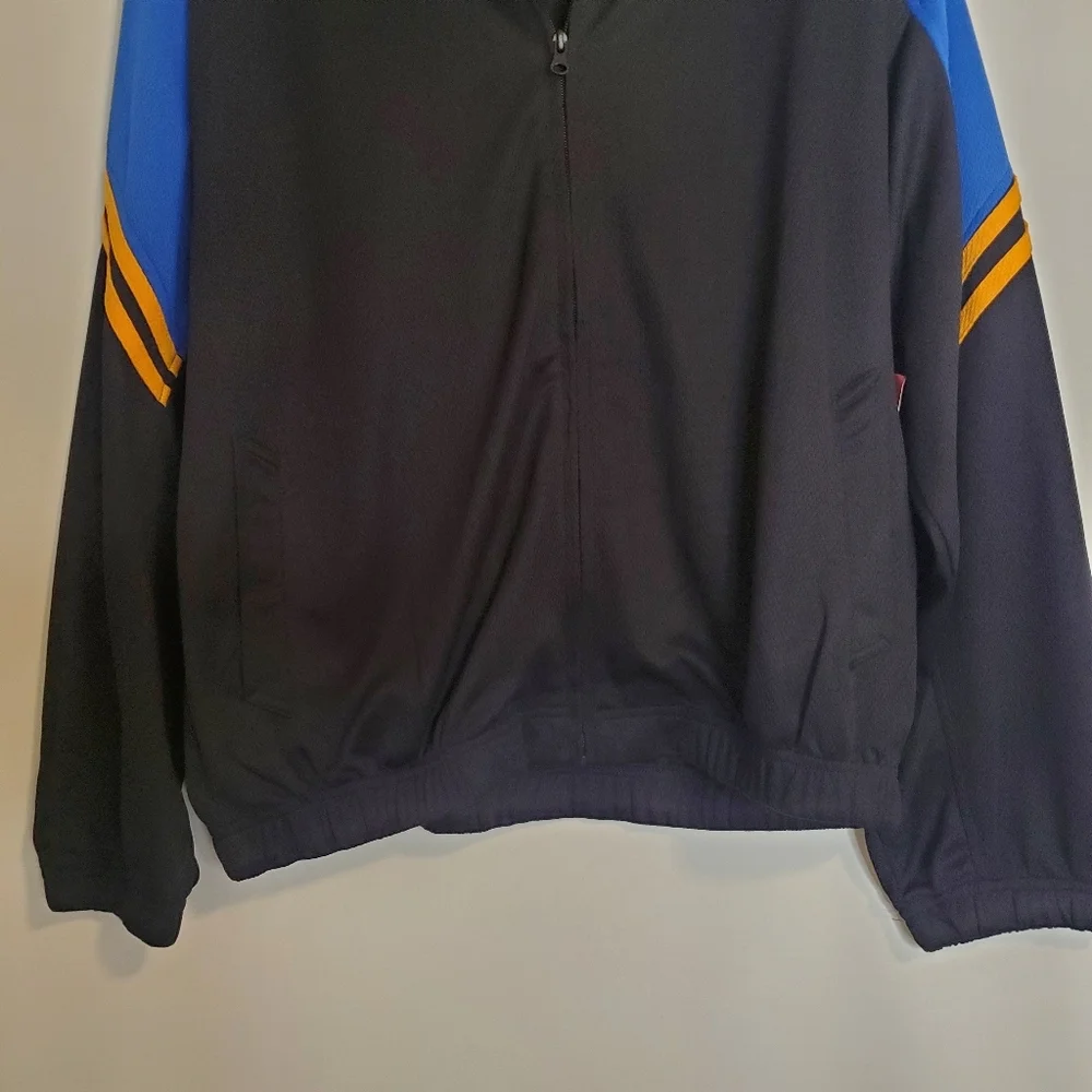 Reputation Men's NWT Size XL Black/RoyalSun zip front silk blend bomber jacket - Picture 6 of 10